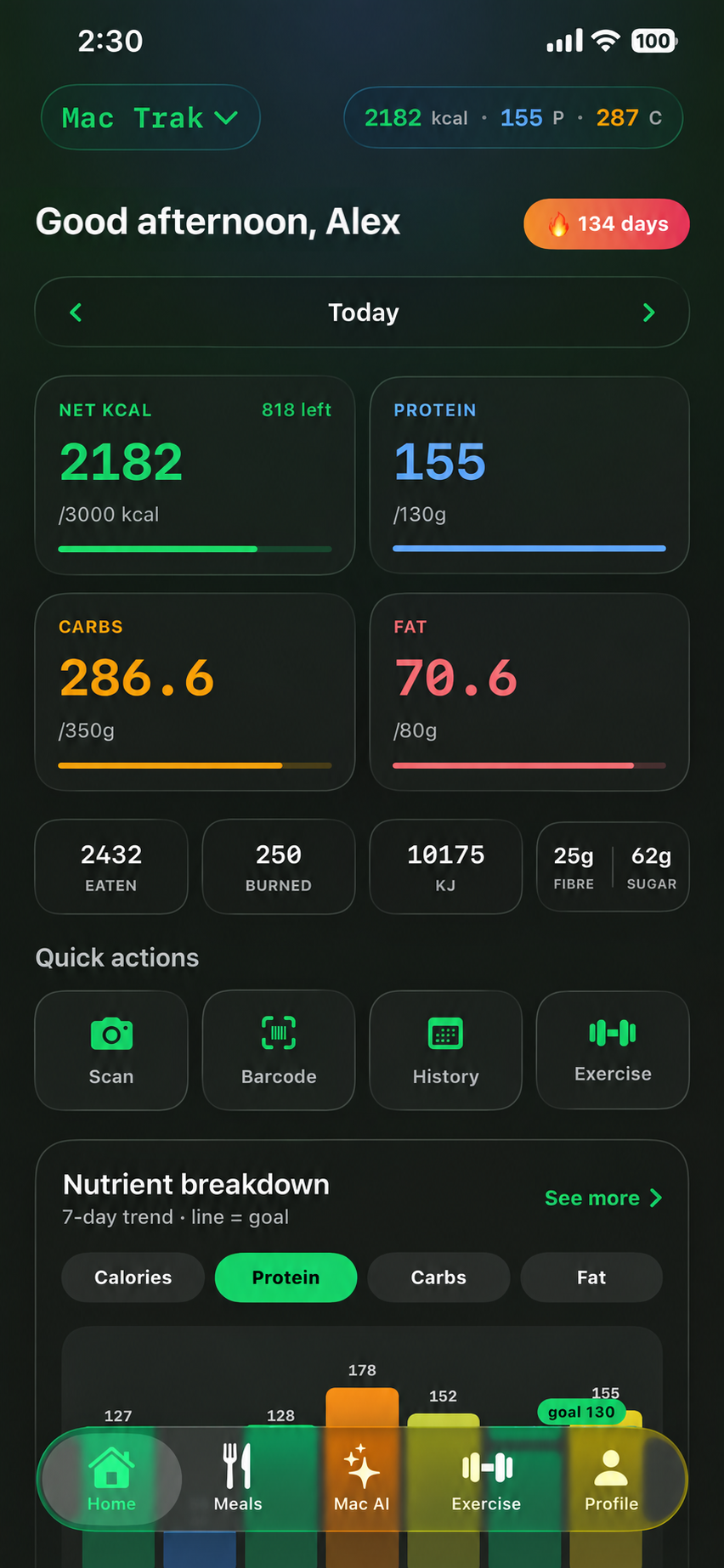 Mac Trak home screen